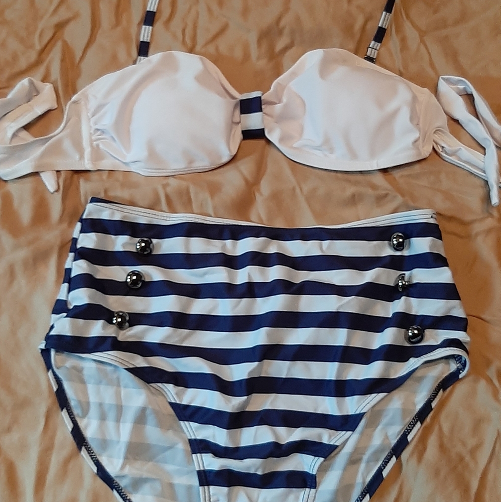 Sailor High Waist Bikini Swim Suit
